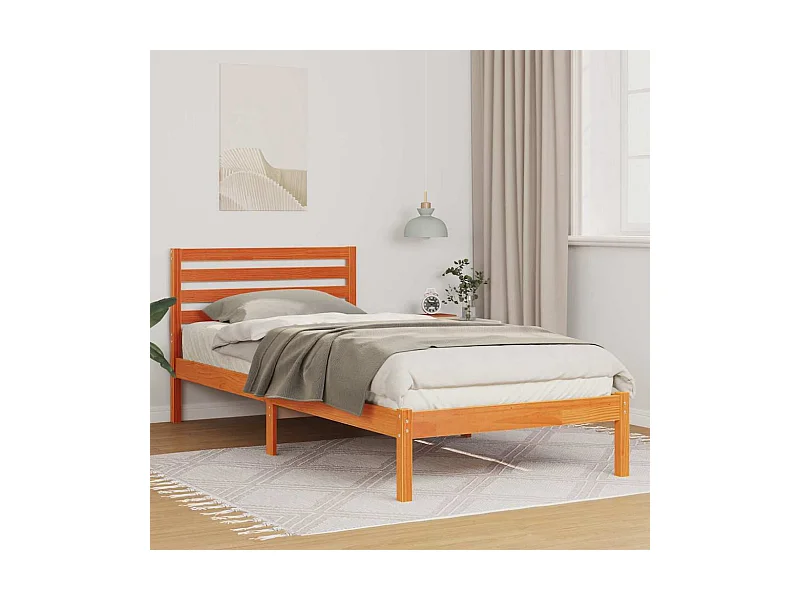 Bedframe met hoofdeinde Wasbruin 80 x 220 cm Massief grenenhout