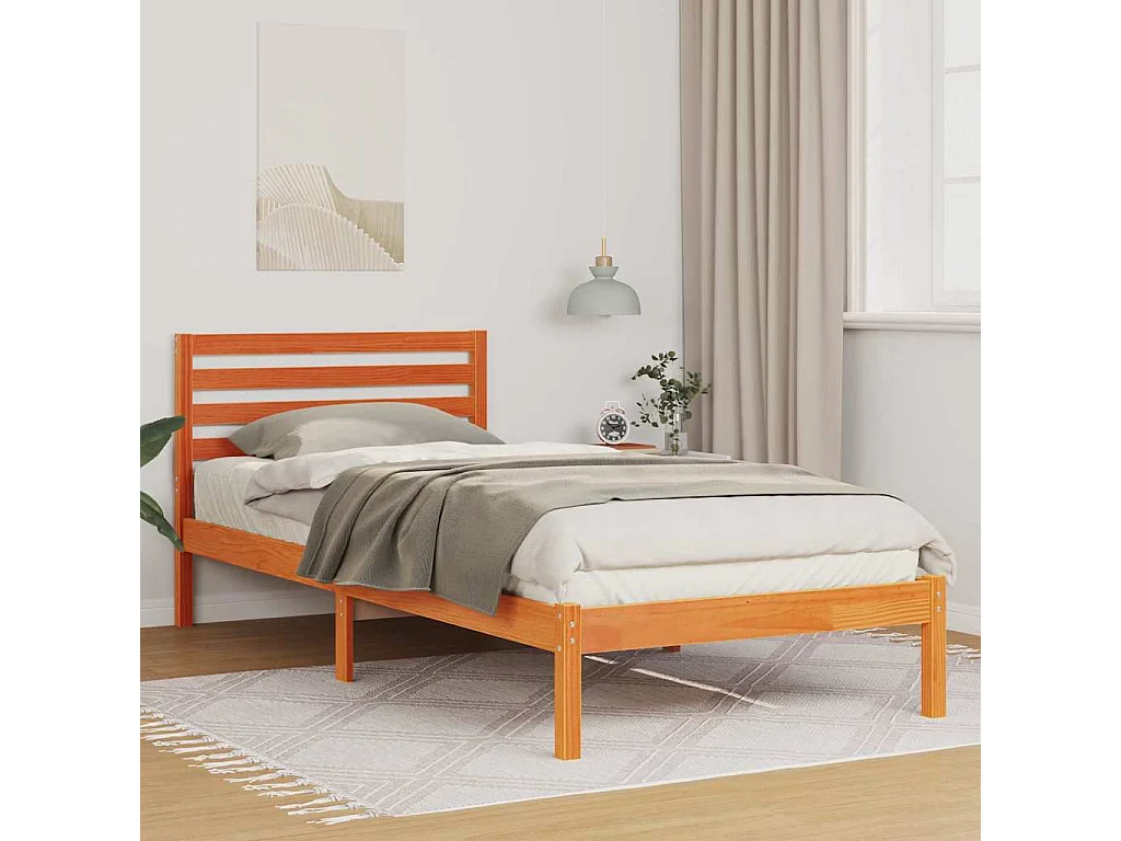 Bedframe met hoofdeinde Wasbruin 80 x 220 cm Massief grenenhout
