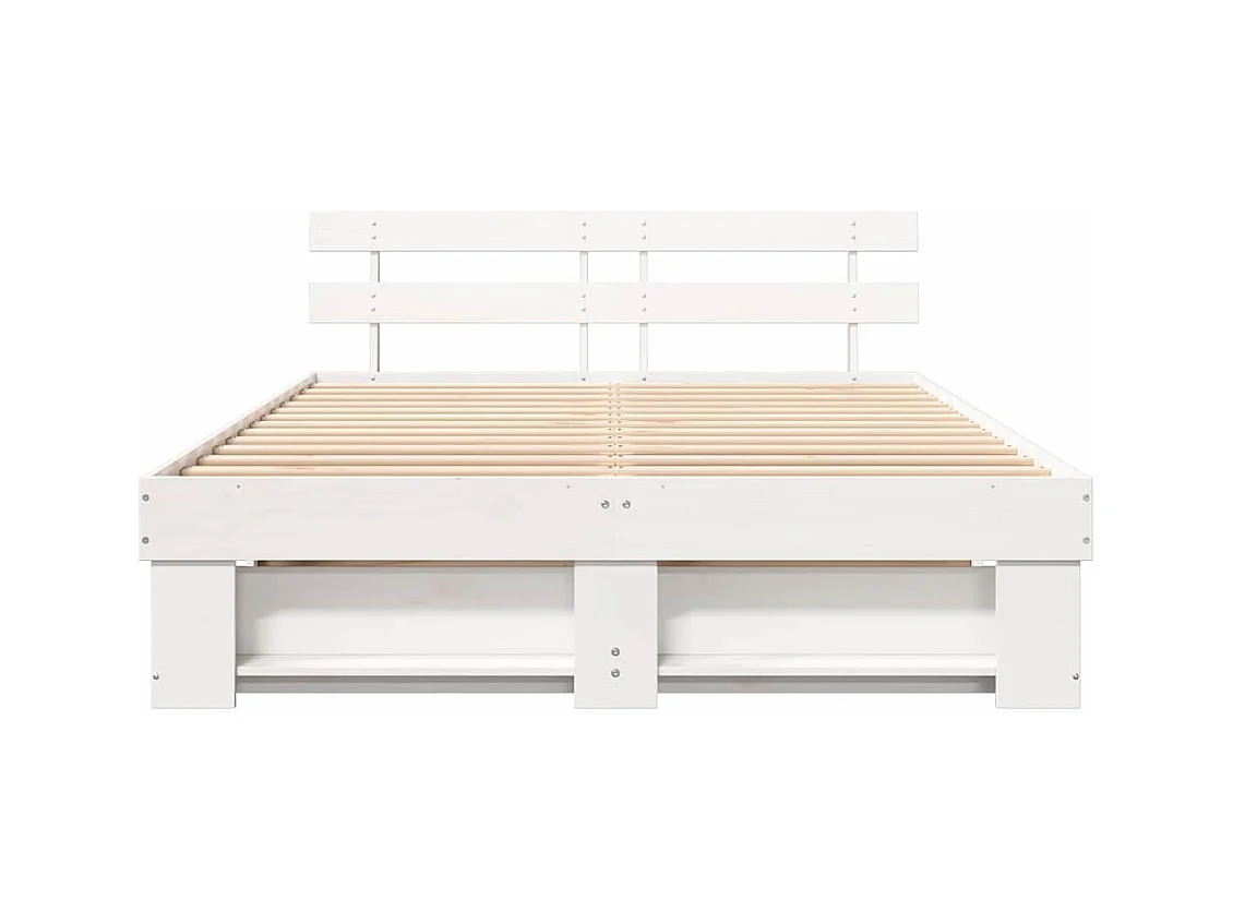 Cadre de lit Blanc 140 x 200 cm Bois massif en pin