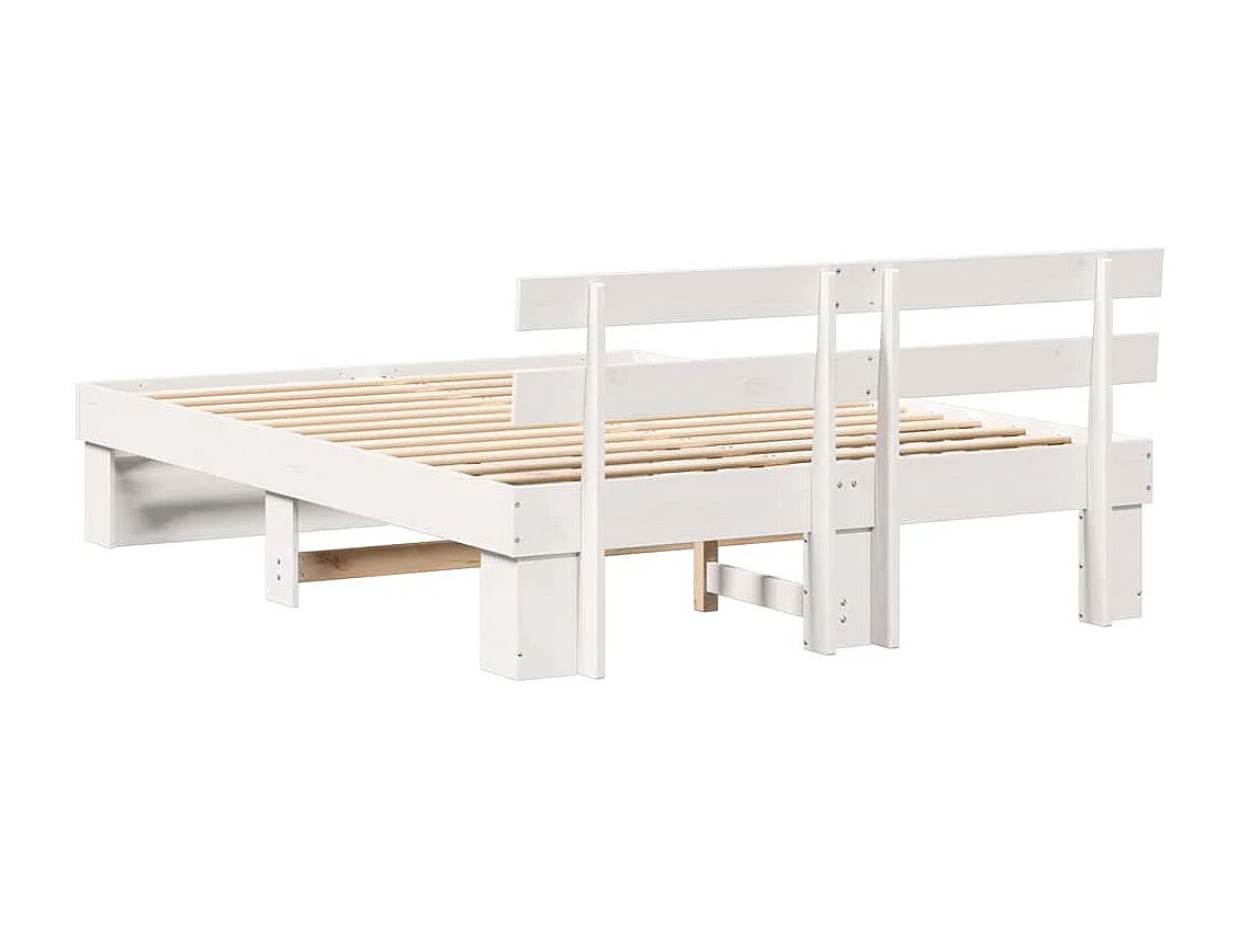 Cadre de lit Blanc 140 x 200 cm Bois massif en pin