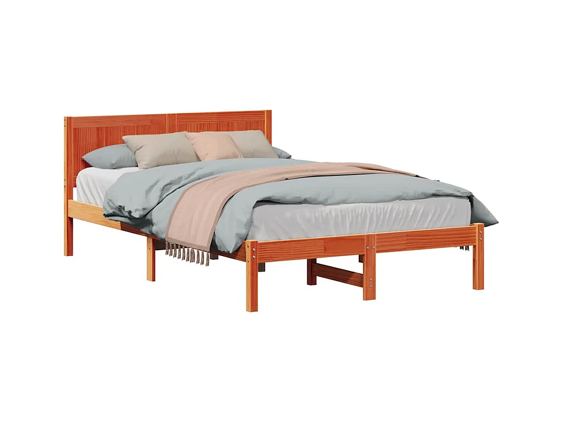 Cadre de lit Marron 140 x 190 cm Bois de pin massif
