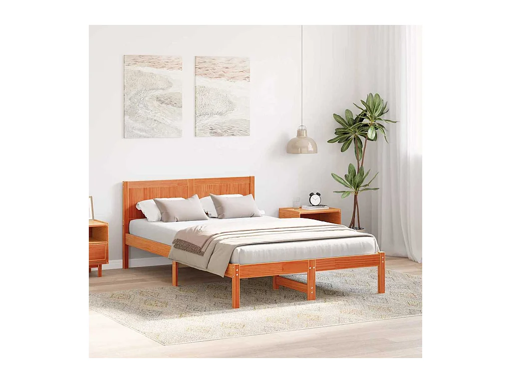 Cadre de lit Marron 140 x 190 cm Bois de pin massif