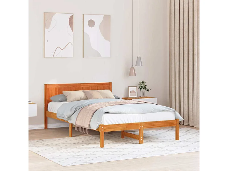 Estructura de cama Marrón 140 x 190 cm Madera maciza de Pino