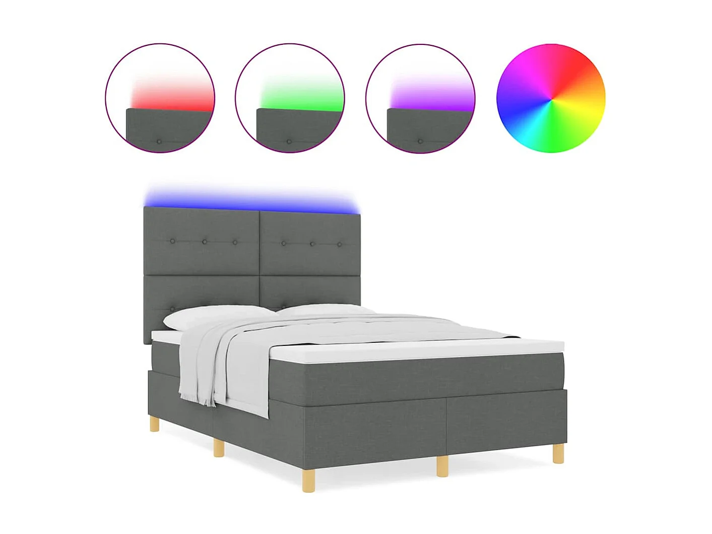 Cama Box com colchão Cinzento escuro 160 x 200 cm tecido