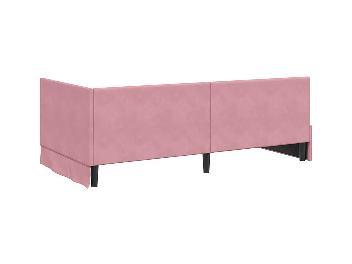 Cadre de lit d'angle avec tête de lit Rose 90 x 200 cm Velours