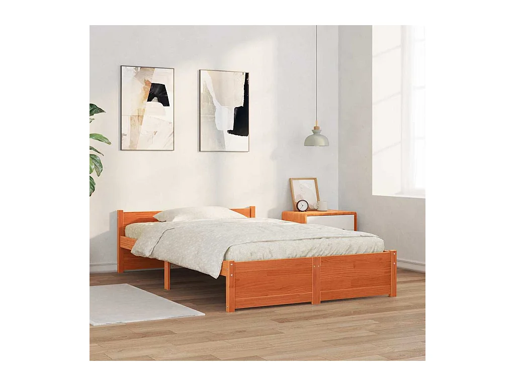 Cadre de lit Marron cire 120 x 200 cm Bois massif en pin