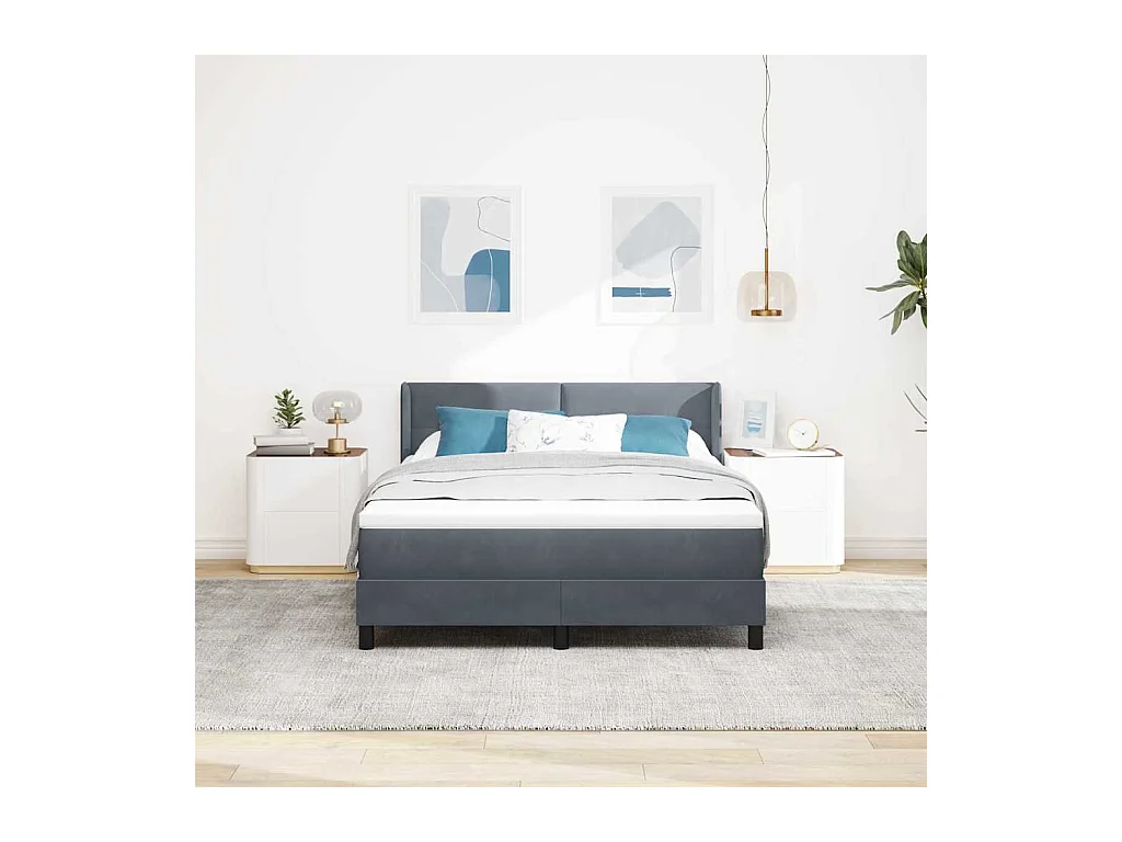 Cadre de lit avec matelas noir 100x200 cm en velours