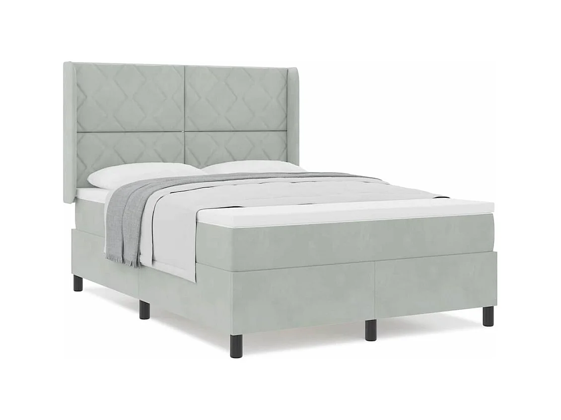 Cadre de lit avec tête de lit Gris clair 140 x 190 cm Velours