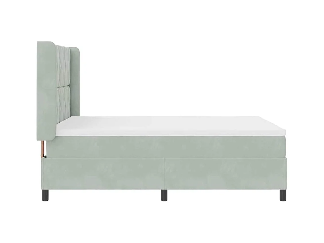 Cadre de lit avec tête de lit Gris clair 140 x 190 cm Velours