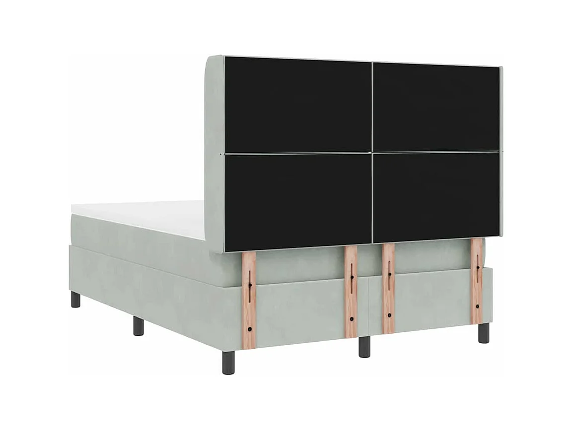 Cadre de lit avec tête de lit Gris clair 140 x 190 cm Velours