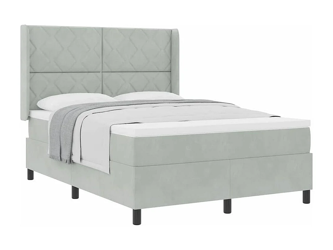 Cadre de lit avec tête de lit Gris clair 140 x 190 cm Velours