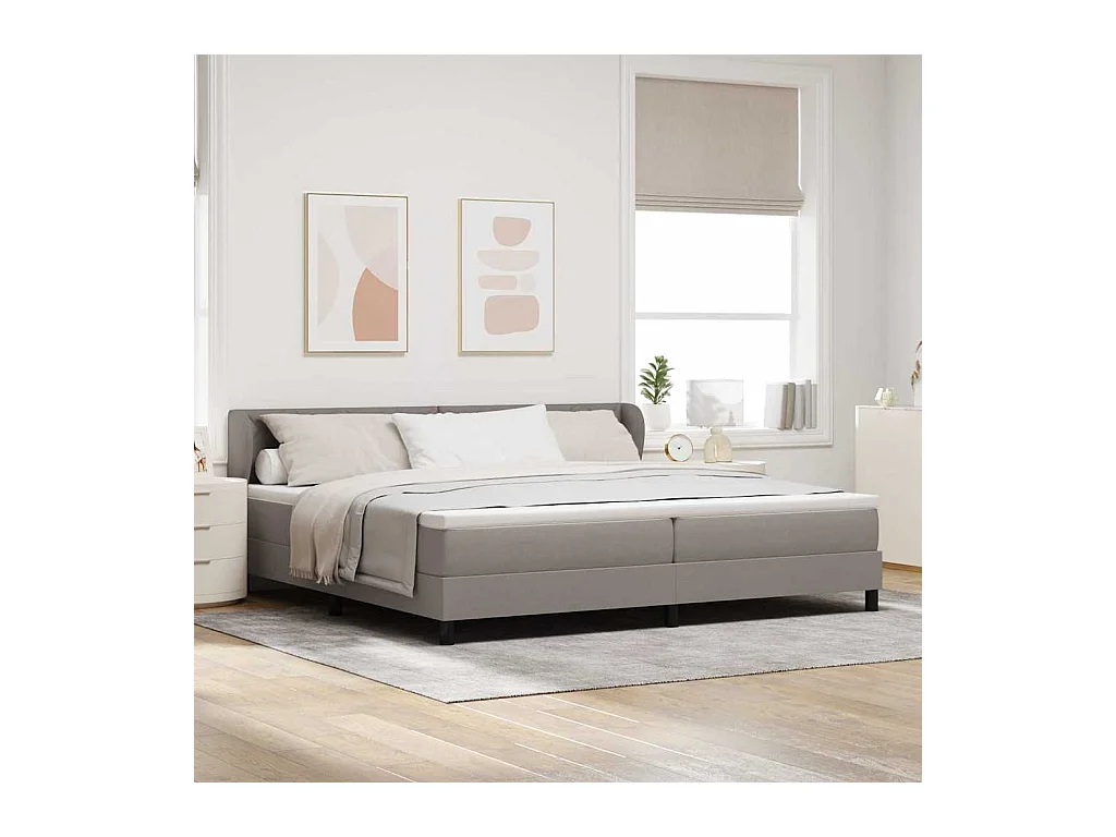 Cadre de lit avec matelas Taupe 200 x 200 cm tissu