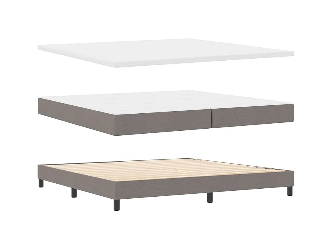 Cadre de lit avec matelas Taupe 200 x 200 cm tissu