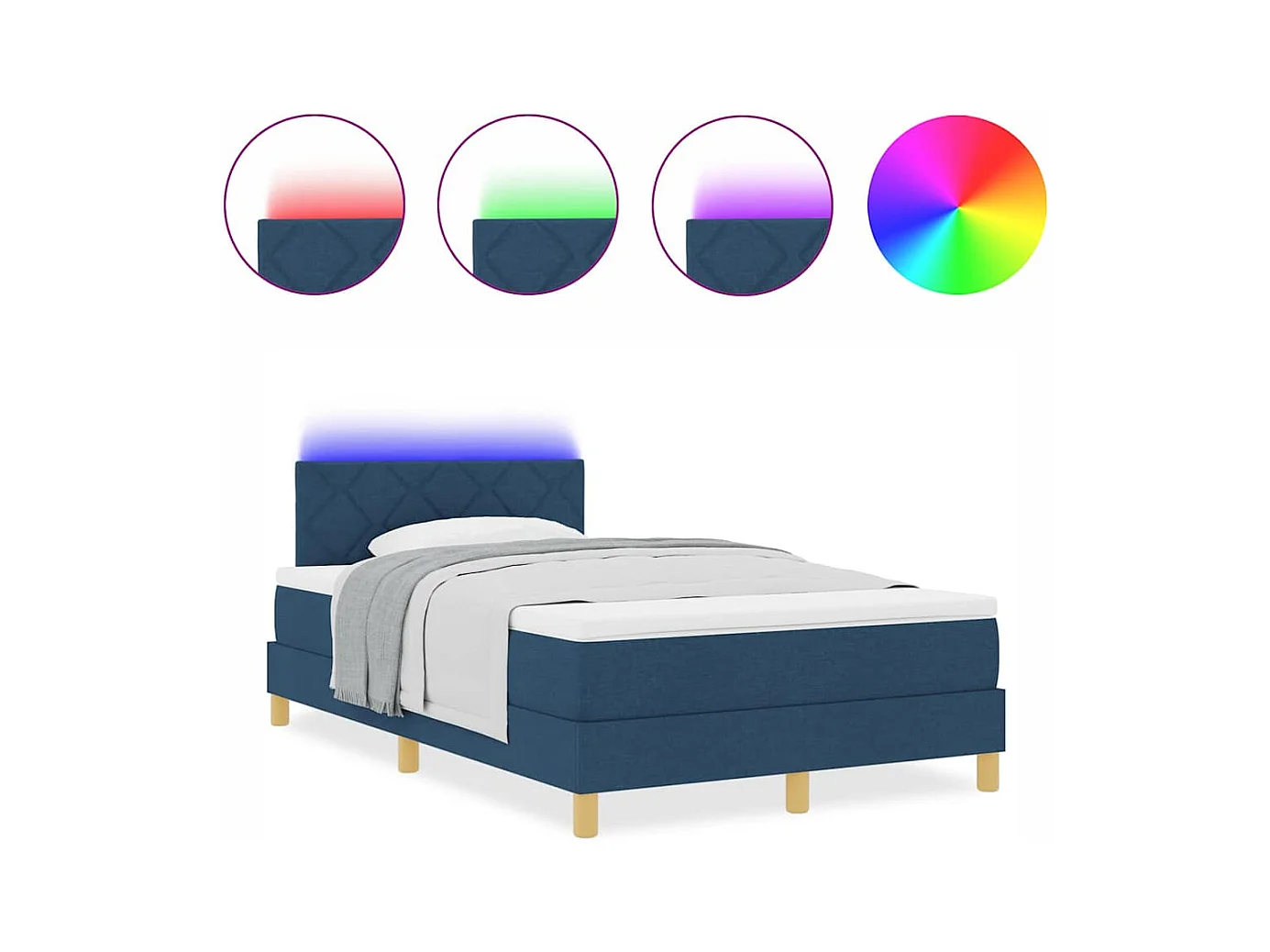 Cama Box com colchão com cabeceira Azul 120 x 200 cm tecido