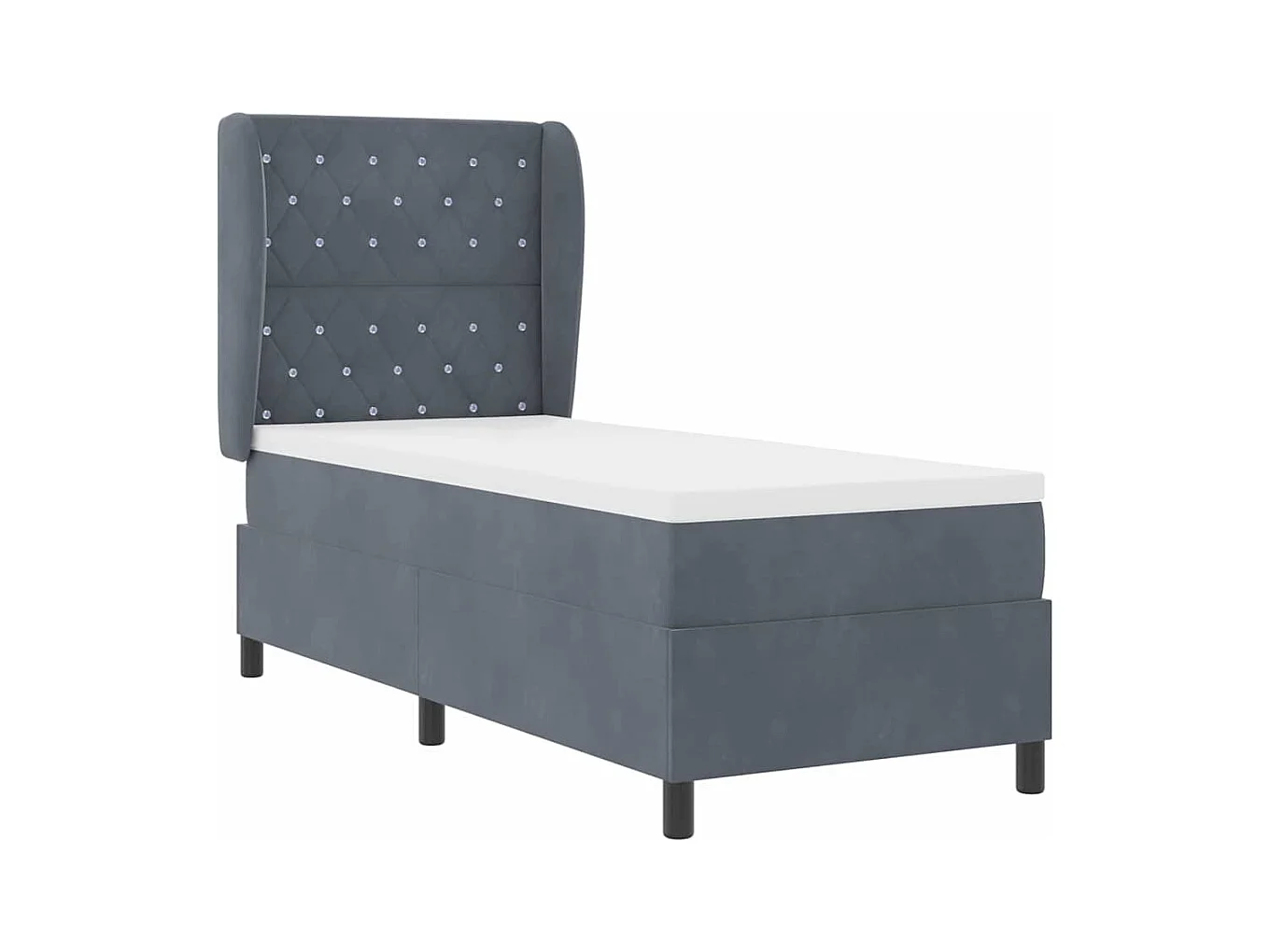 Cama tipo Box Spring Gris oscuro 80 x 200 cm Terciopelo
