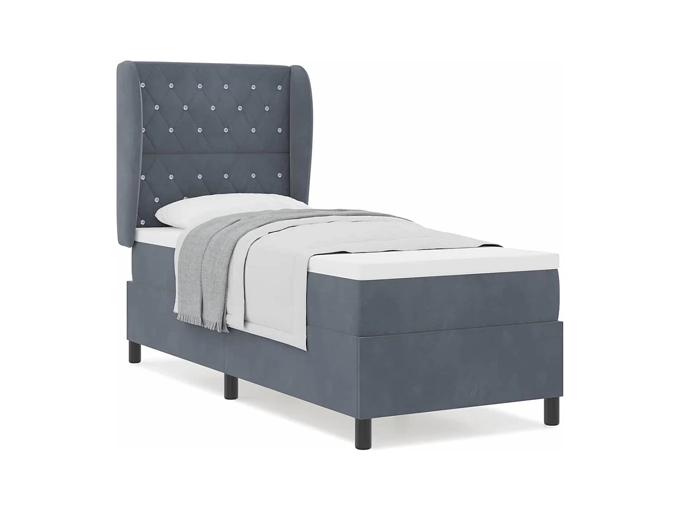 Cama tipo Box Spring Gris oscuro 80 x 200 cm Terciopelo