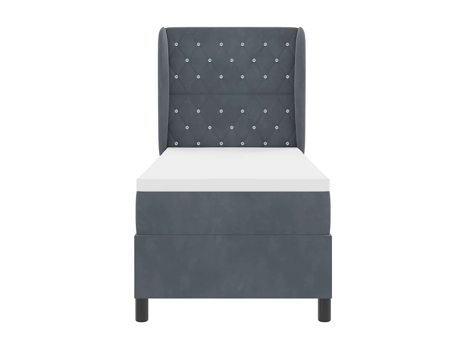 Cama tipo Box Spring Gris oscuro 80 x 200 cm Terciopelo