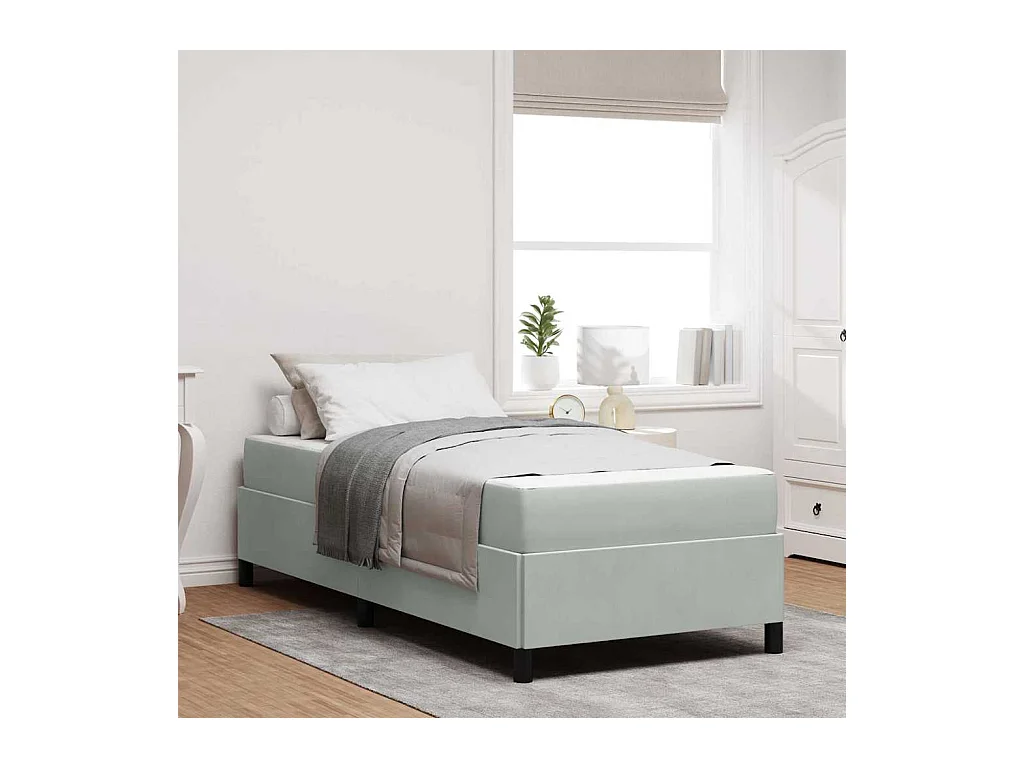 Cadre de lit Gris clair, gris et blanc 90 x 200 cm Velours