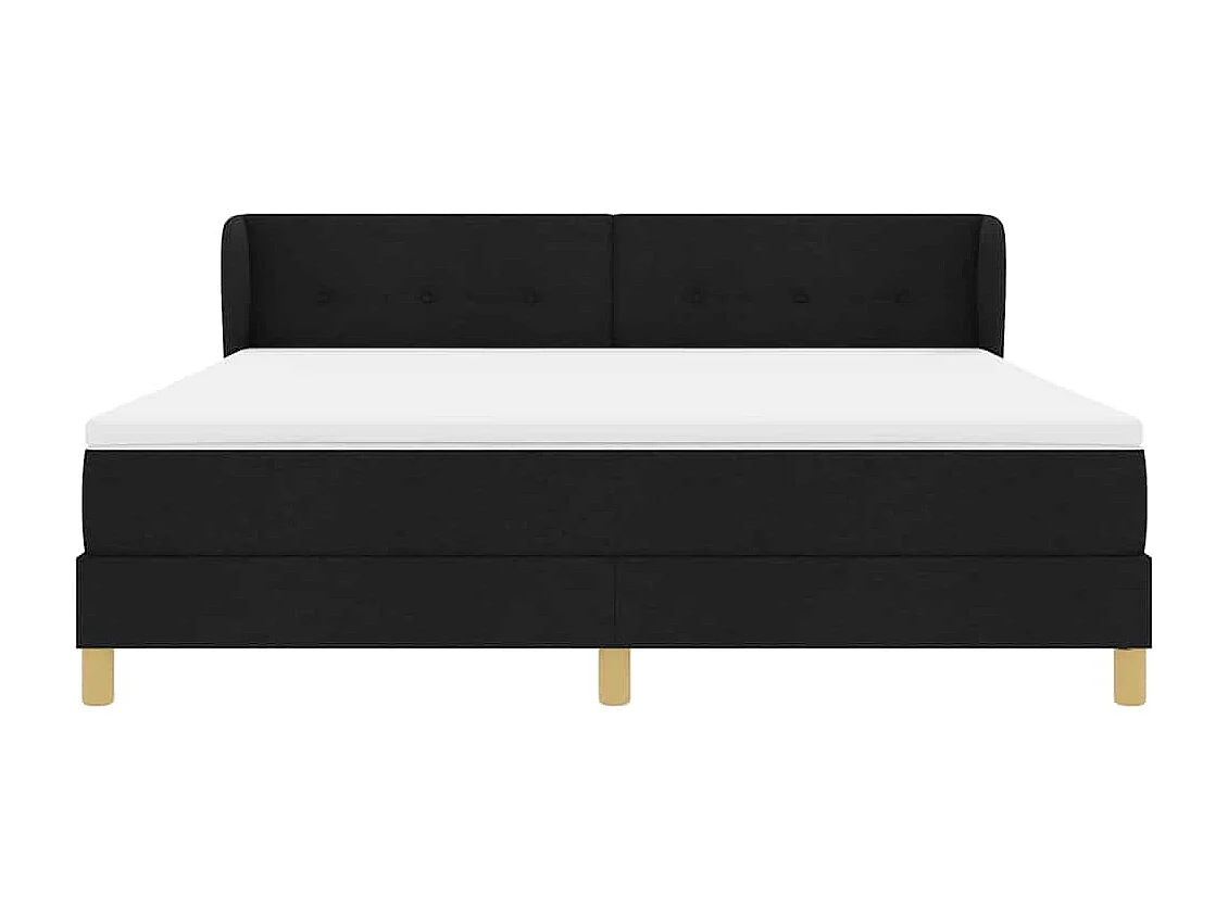 Boxspringbed met Matras Crème 90x200 cm Stof Zwart 180 x 200 cm