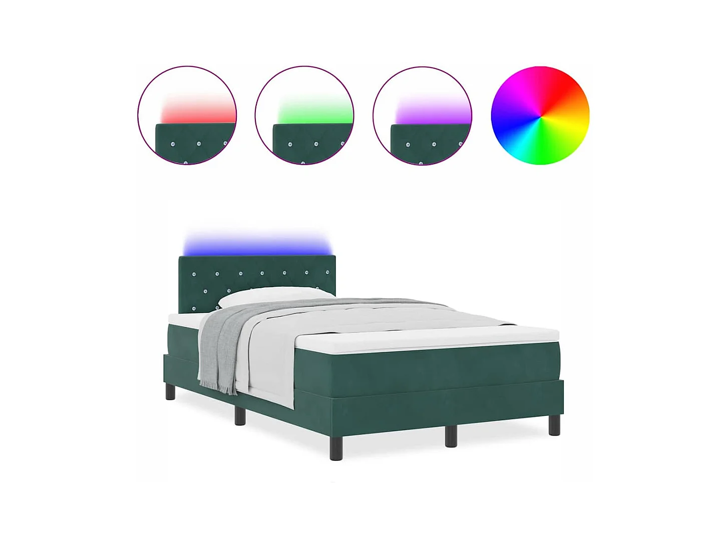 Cama tipo Box Spring Verde oscuro 120 x 190 cm Terciopelo