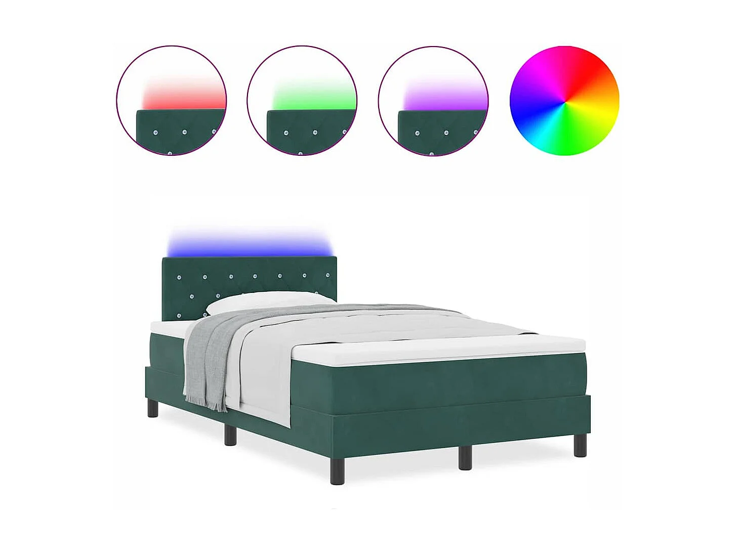 Cama tipo Box Spring Verde oscuro 120 x 190 cm Terciopelo