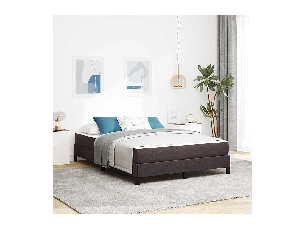 Cama Box com colchão Castanho escuro 140 x 200 cm tecido