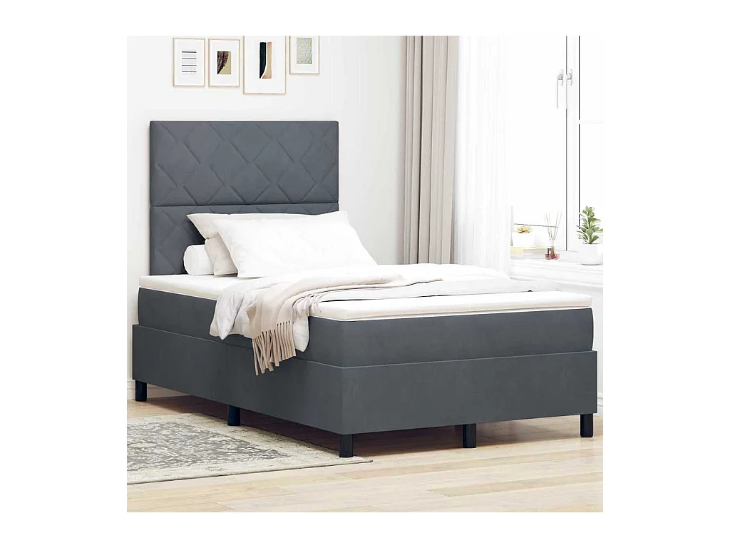 Cama tipo Box Spring Gris oscuro 120 x 190 cm Terciopelo
