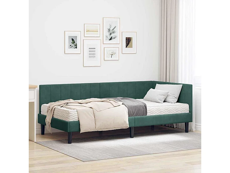 Cadre de lit d'angle Vert foncé 100 x 200 cm Velours