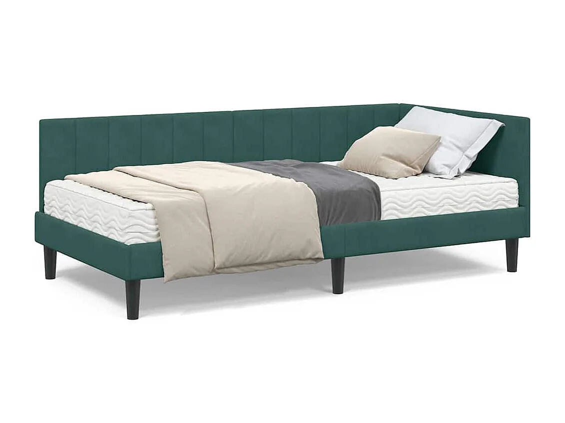 Cadre de lit d'angle Vert foncé 100 x 200 cm Velours
