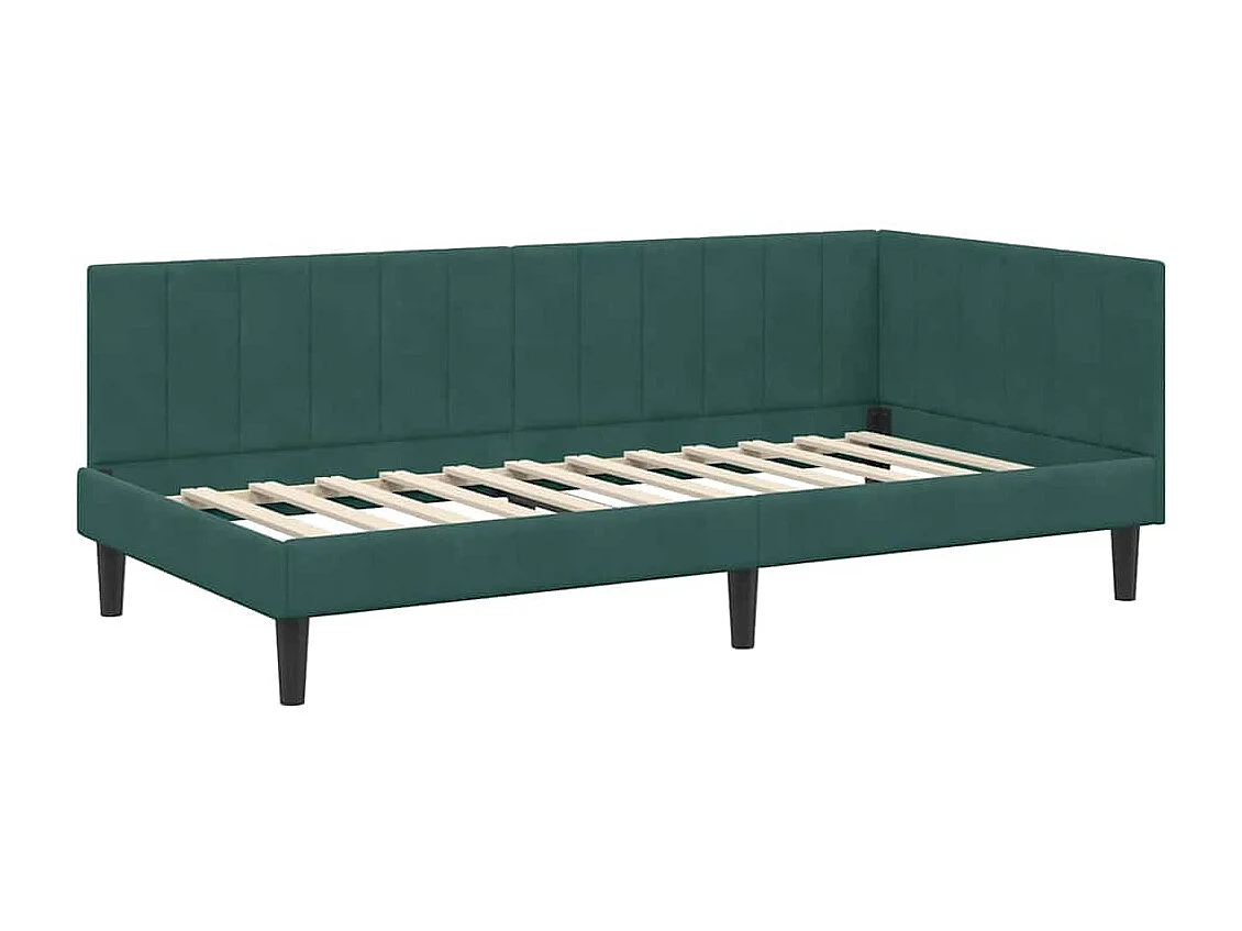 Cadre de lit d'angle Vert foncé 100 x 200 cm Velours