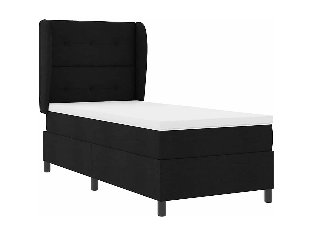 Cama tipo Box Spring con colchón Negro 90 x 190 cm tela