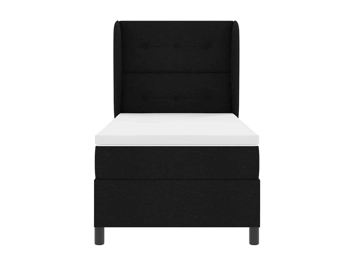 Cama tipo Box Spring con colchón Negro 90 x 190 cm tela