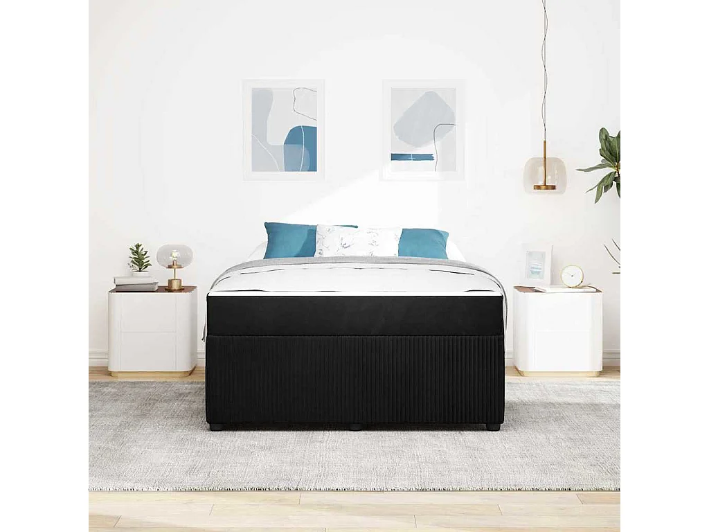 Cadre de lit avec matelas Noir 160 x 200 cm Velours
