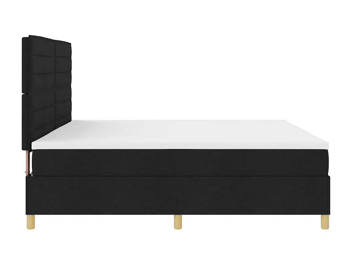 Cadre de lit avec tête de lit Noir 200 x 200 cm tissu