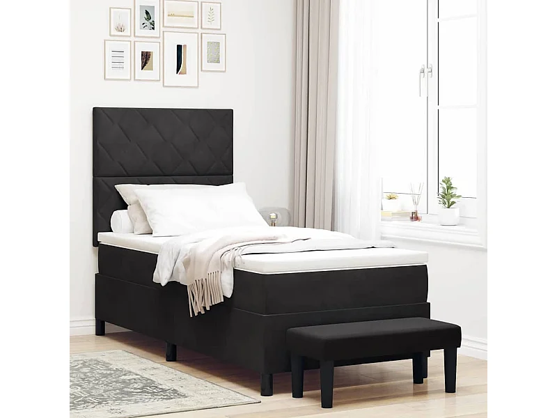Cadre de lit avec matelas Noir 100 x 200 cm Velours
