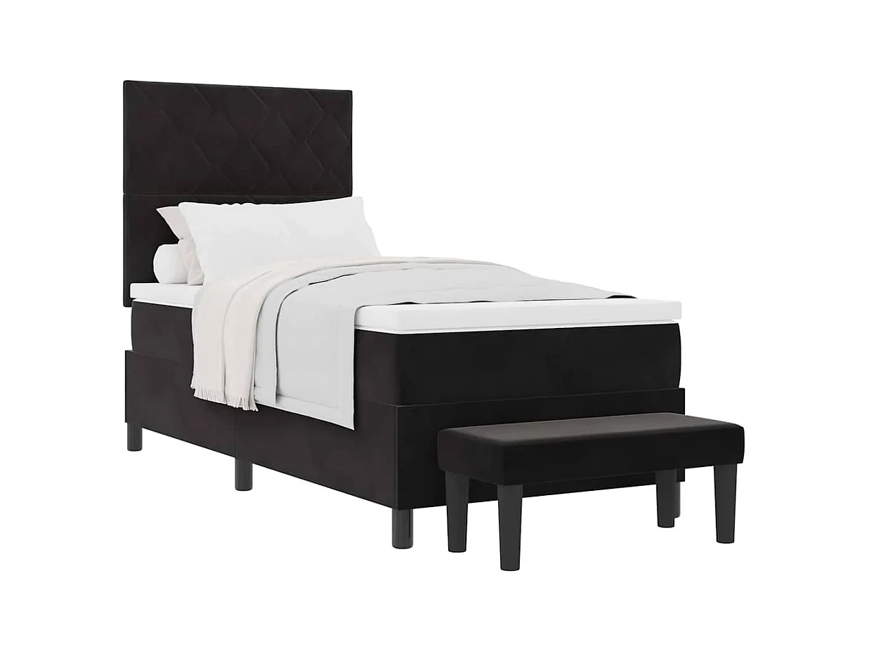 Cadre de lit avec matelas Noir 100 x 200 cm Velours