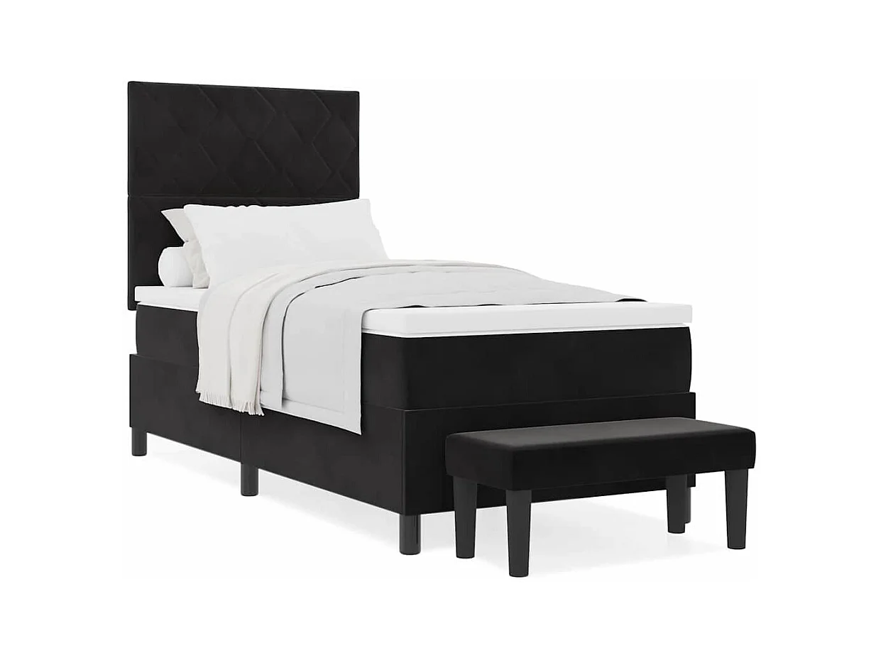 Cadre de lit avec matelas Noir 100 x 200 cm Velours