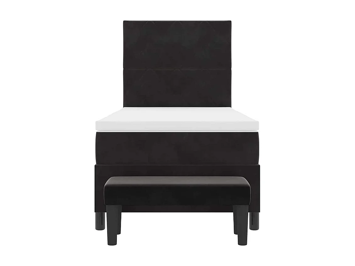 Cama tipo Box Spring con colchón Negro 100 x 200 cm Terciopelo