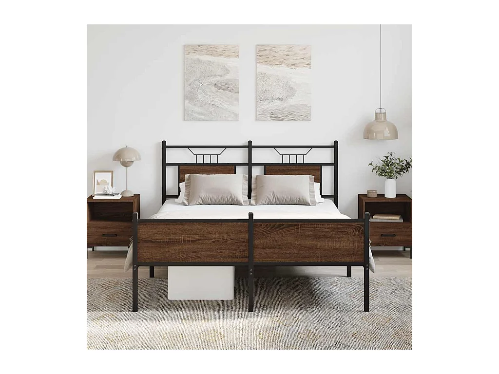 Cadre de lit sans matelas chêne marron 140x190 cm