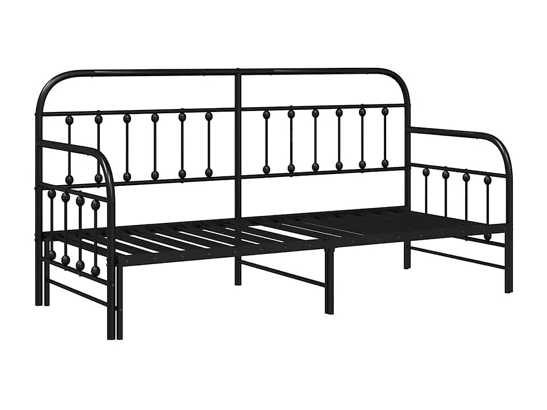 Bedframe voor een daybed met hoofdeinde Zwart 80 x 200 cm Staal
