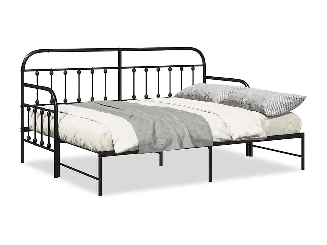 Bedframe voor een daybed met hoofdeinde Zwart 80 x 200 cm Staal