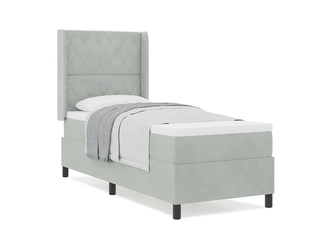 Cadre de lit avec tête de lit Gris clair 80 x 200 cm Velours