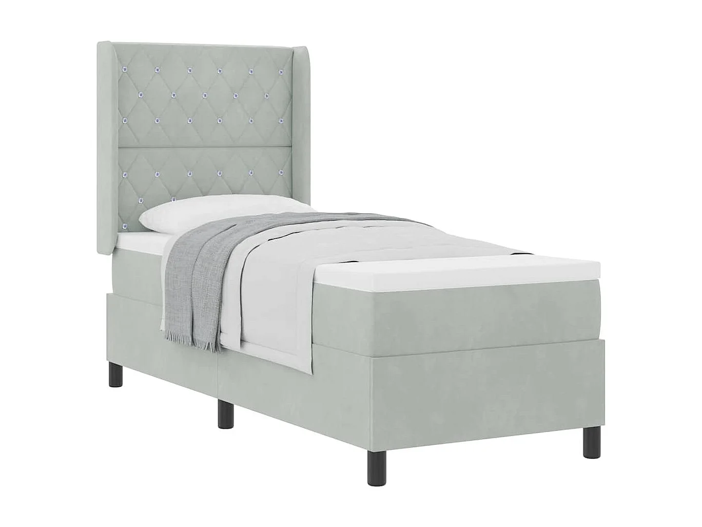 Cadre de lit avec tête de lit Gris clair 80 x 200 cm Velours