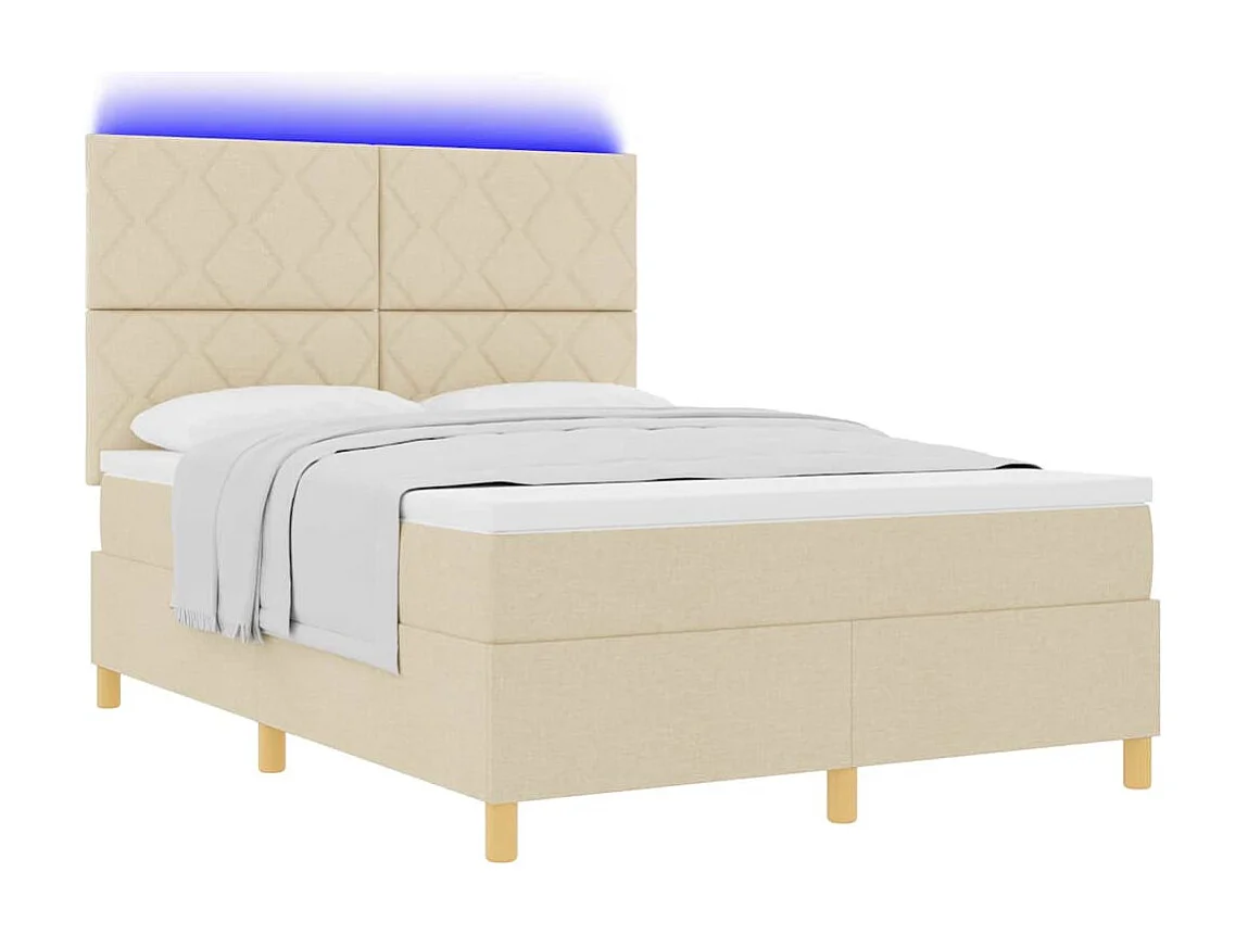 Cadre de lit avec matelas Crème 160 x 200 cm tissu