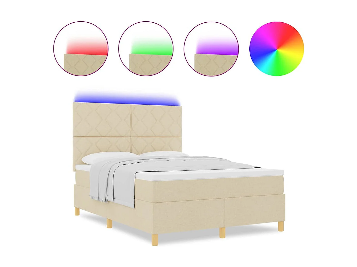 Cadre de lit avec matelas Crème 160 x 200 cm tissu