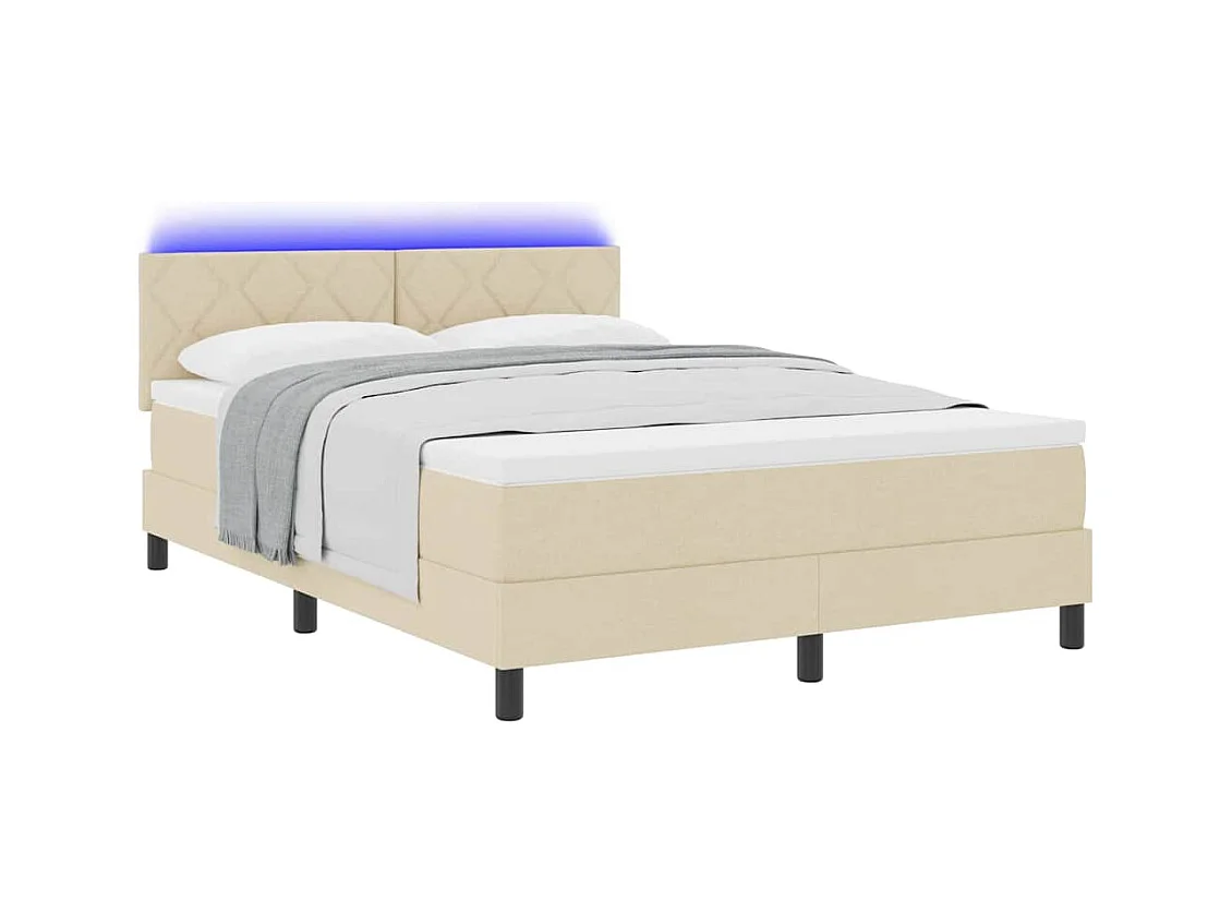 Cadre de lit avec matelas Crème 160 x 200 cm tissu
