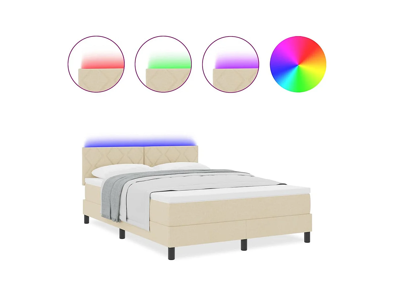 Cadre de lit avec matelas Crème 160 x 200 cm tissu