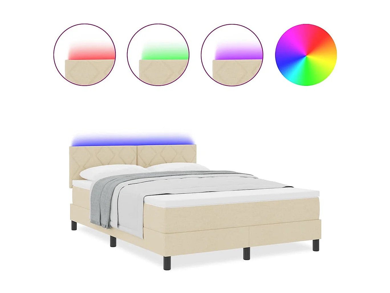 Cadre de lit avec matelas Crème 160 x 200 cm tissu