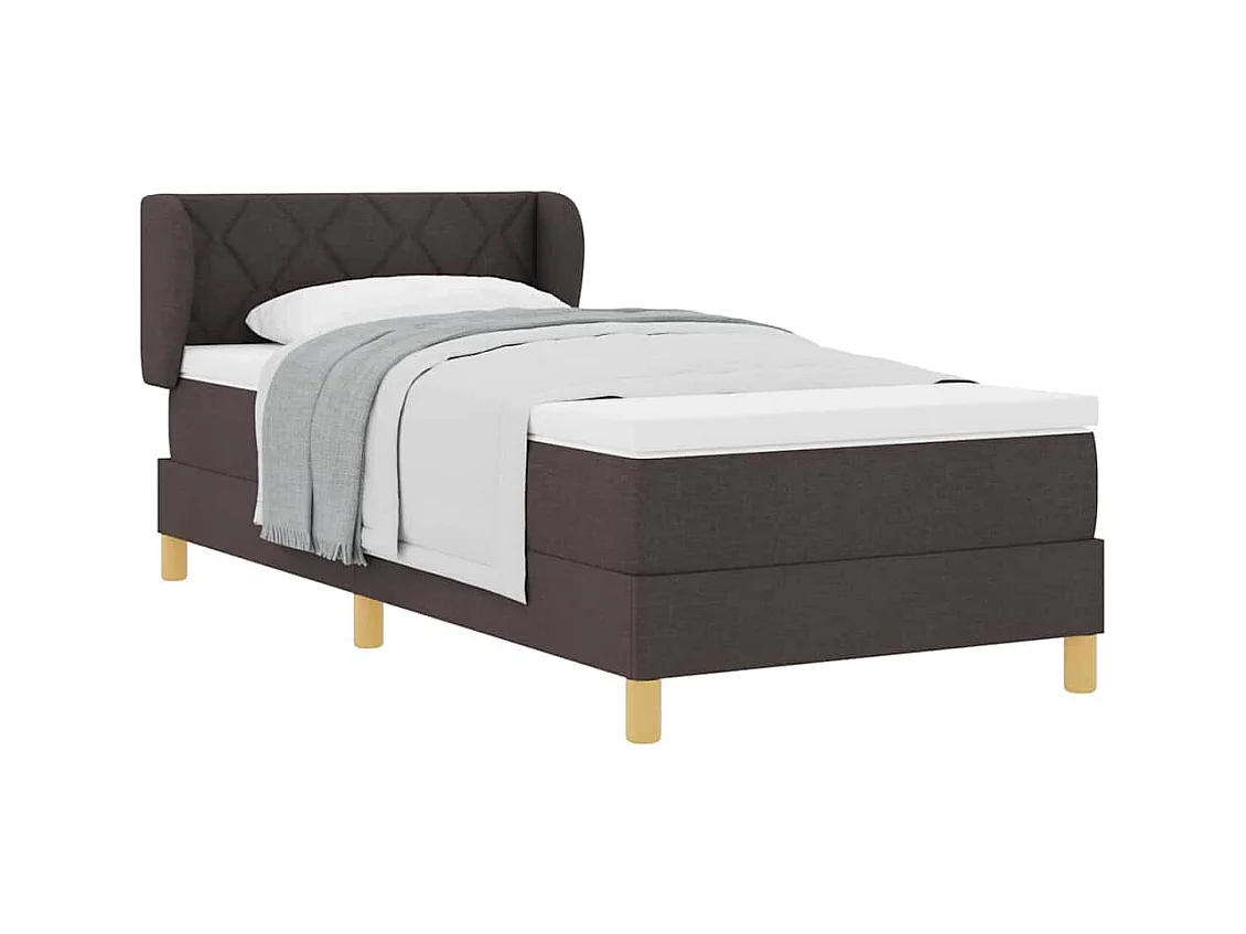 Cadre de lit avec Matelas Crème 90x200 cm Tissu Marron foncé