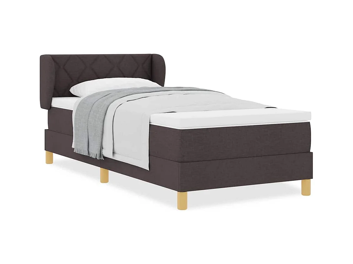 Cadre de lit avec Matelas Crème 90x200 cm Tissu Marron foncé